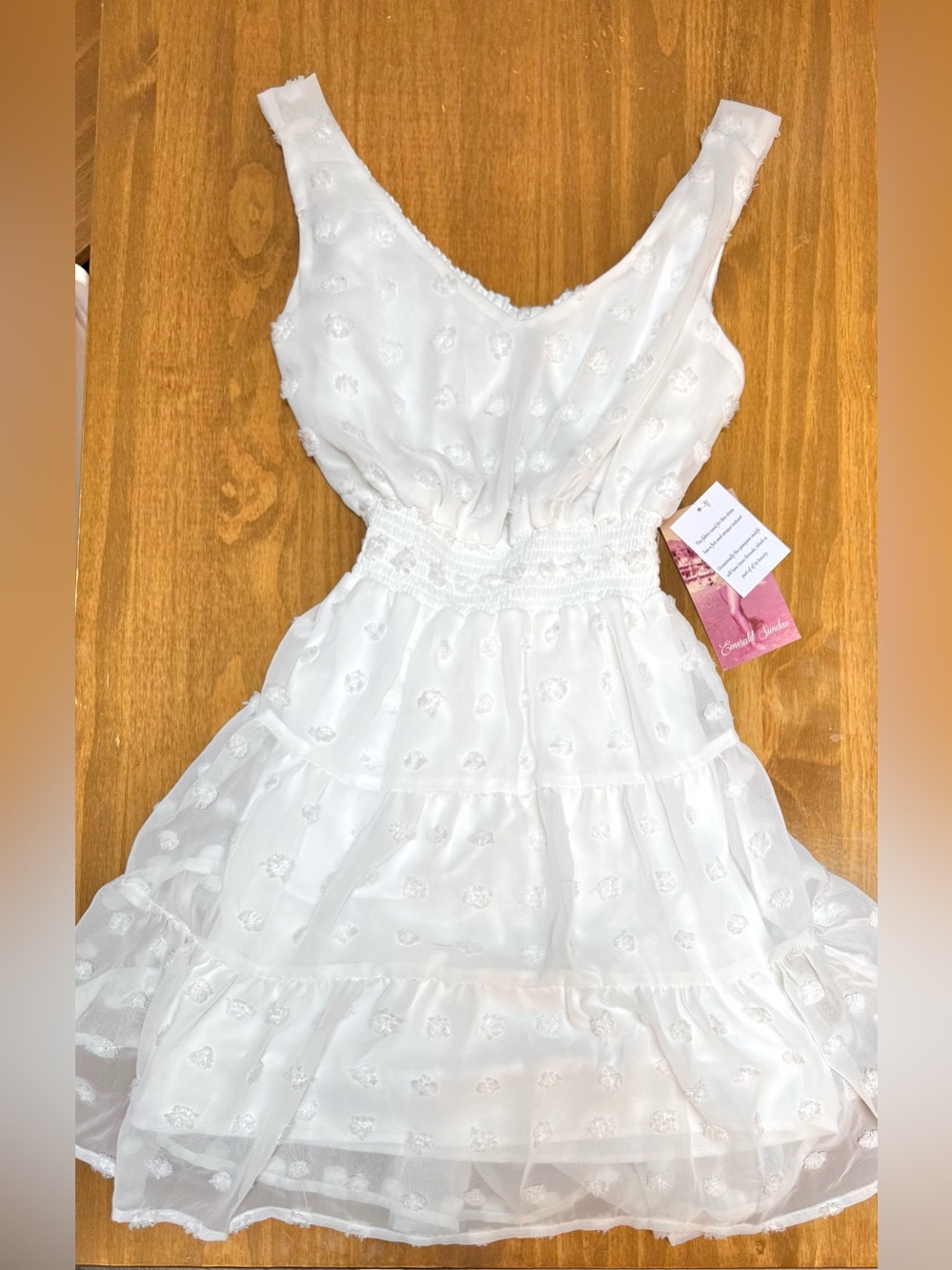 Emerald Sundae Ivory Textured Tiered Mini Dress For Women Size Medium